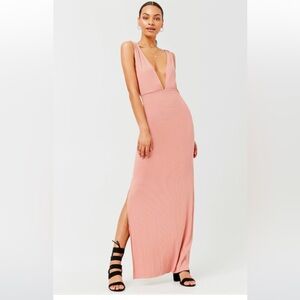 Forever21 Plunging Ribbed Knit Maxi Dress NWT
